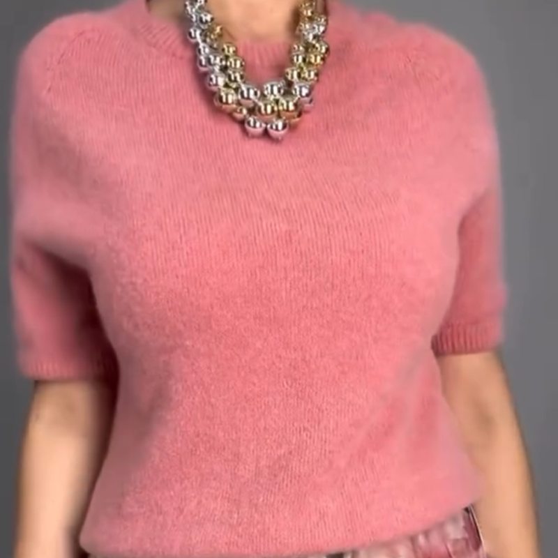 Nirosha | Conjunto De Top De Punto De Manga Corta Y Falda Floral