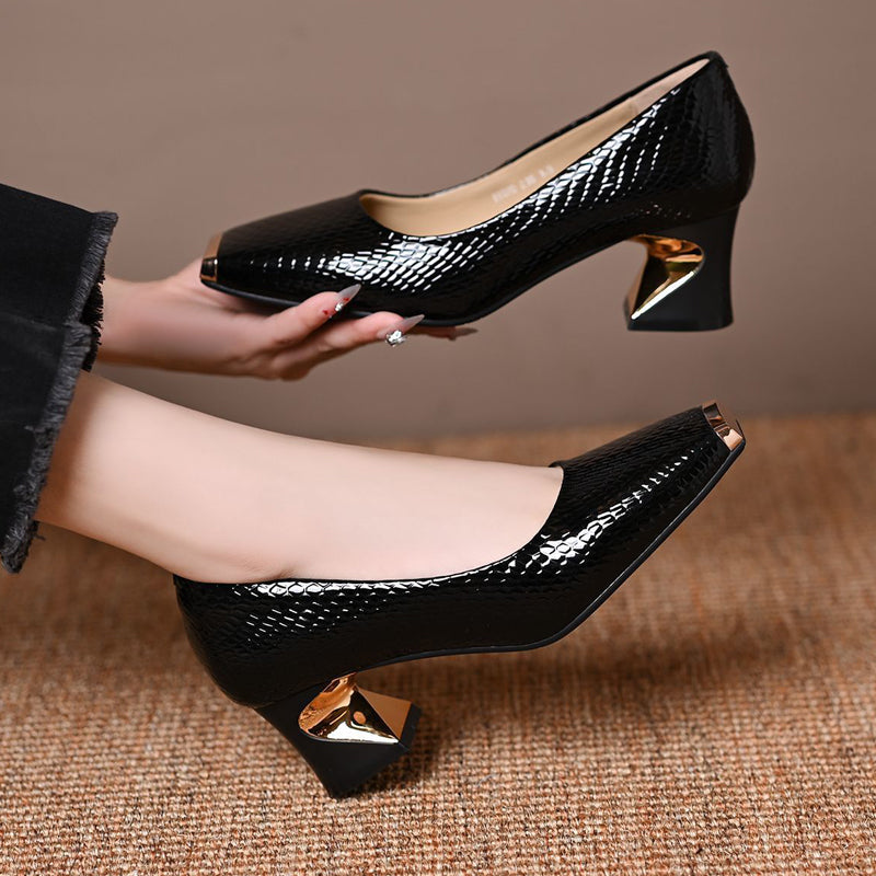 Jeong | Zapatos de Tacón Cuadrado con Textura