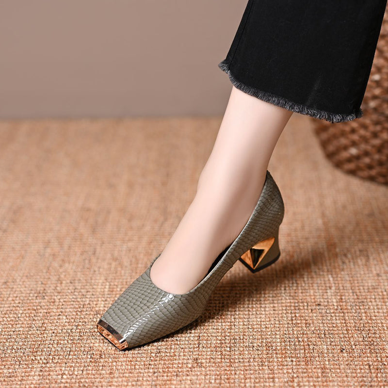 Jeong | Zapatos de Tacón Cuadrado con Textura