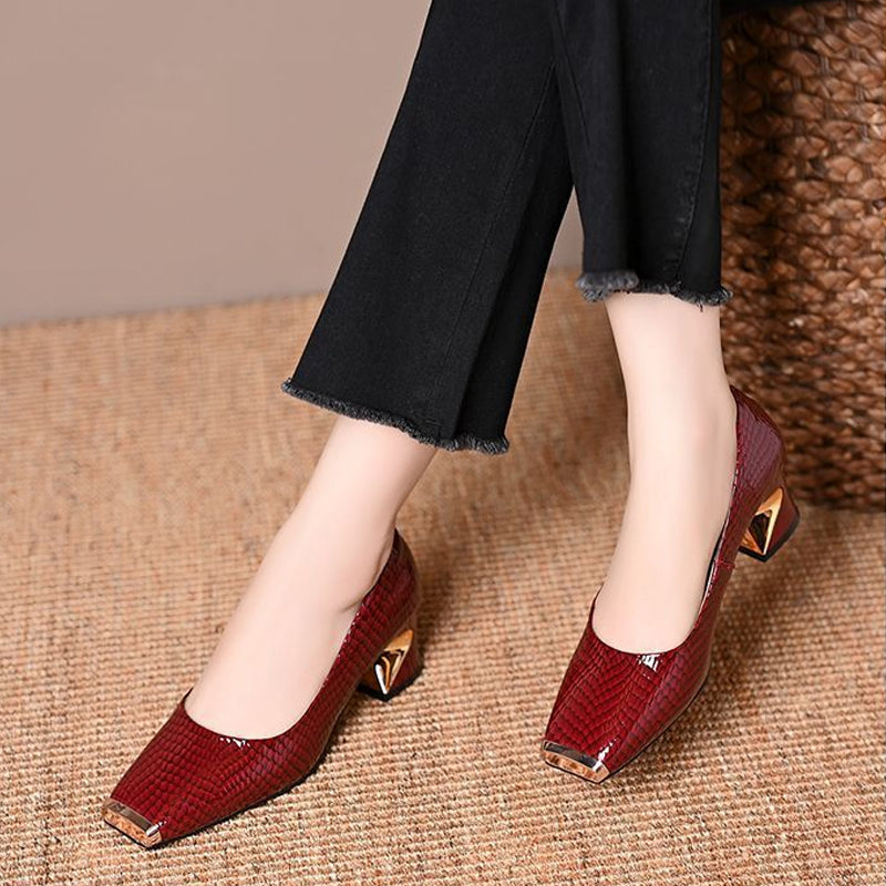 Jeong | Zapatos de Tacón Cuadrado con Textura