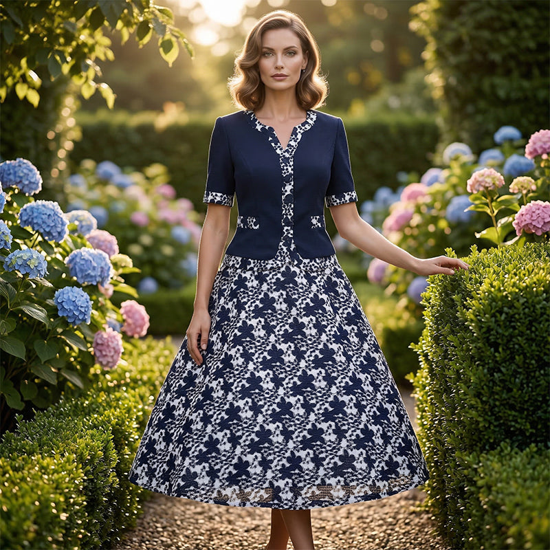 Jinia - Vestido Midi de Corte A Con Estampado Floral