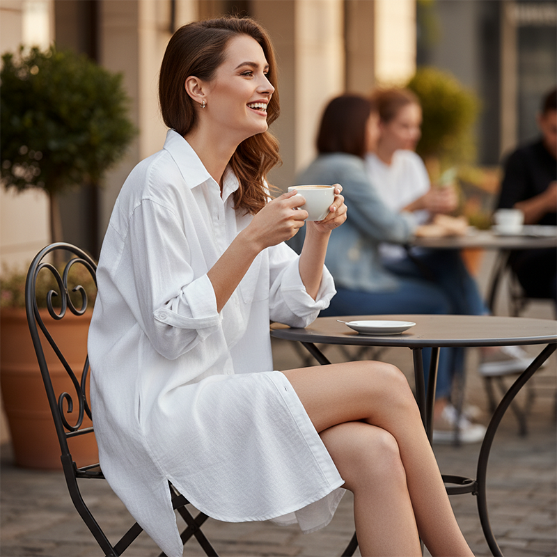 Katerine | Camisa Larga Abotonada Con Bolsillo