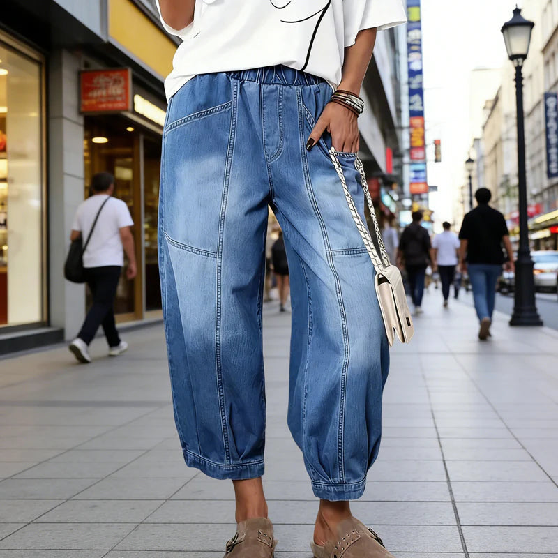 Madavi | Pantalones Vaqueros Azules de Corte Holgado