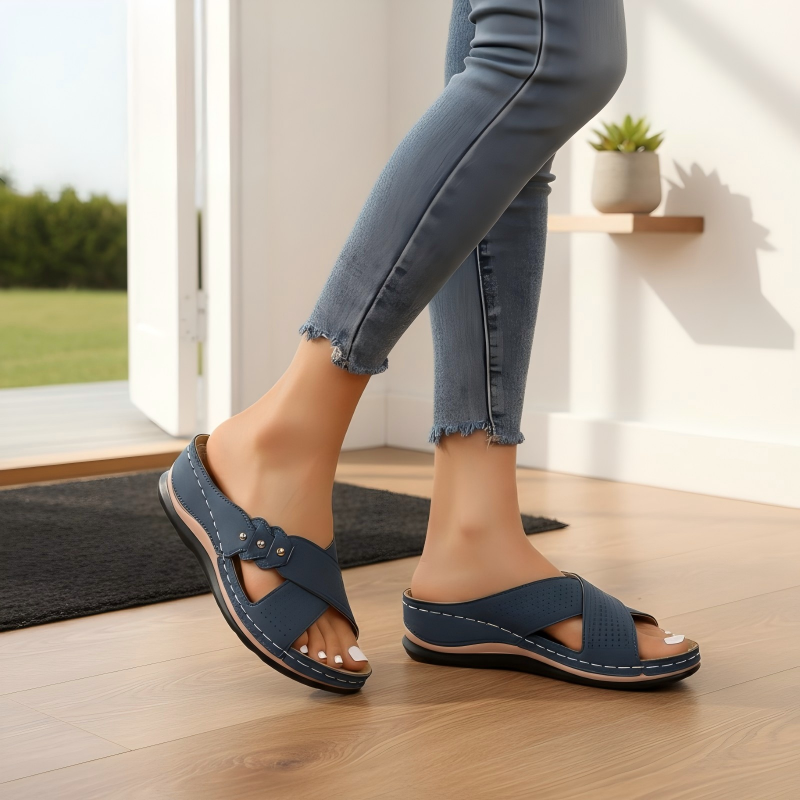 Shawen - Sandalias de Cuña Con Tiras Cruzadas
