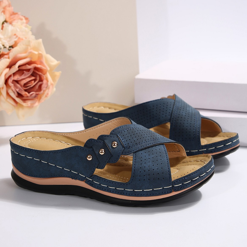 Shawen - Sandalias de Cuña Con Tiras Cruzadas