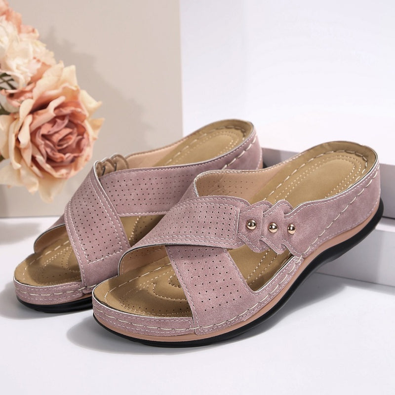 Shawen - Sandalias de Cuña Con Tiras Cruzadas