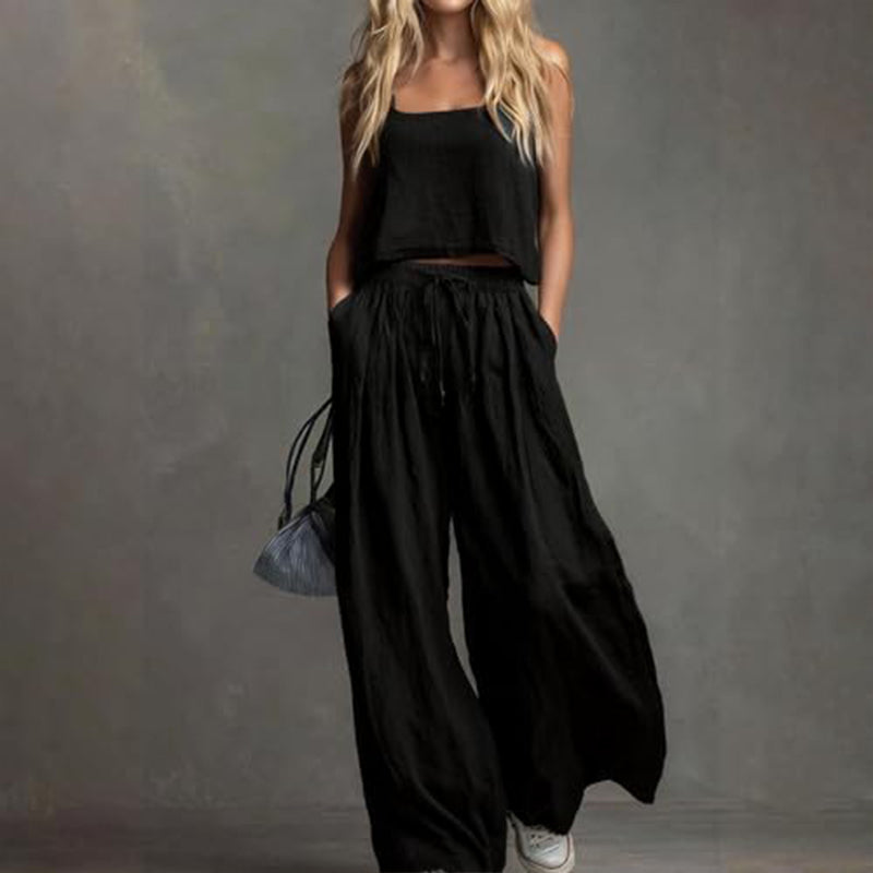 Githsara | Conjunto De Ropa De Estar Por Casa Sin Mangas Y De Pierna Ancha Para Mujer