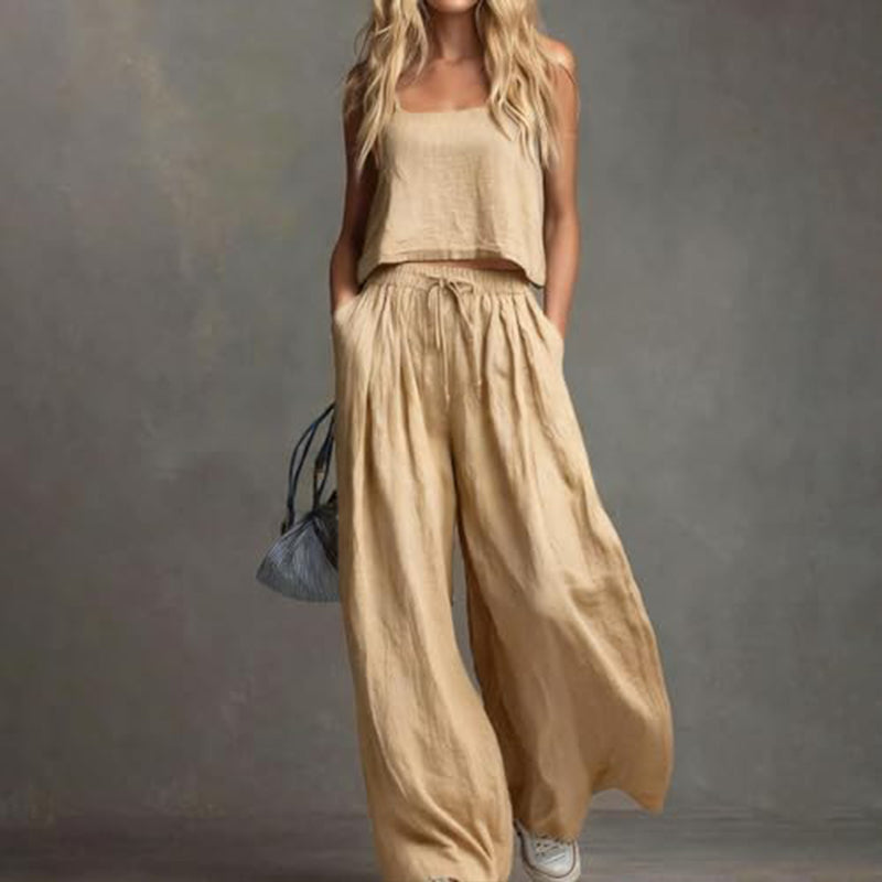 Githsara | Conjunto De Ropa De Estar Por Casa Sin Mangas Y De Pierna Ancha Para Mujer