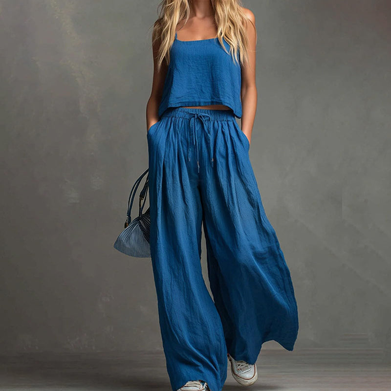 Githsara | Conjunto De Ropa De Estar Por Casa Sin Mangas Y De Pierna Ancha Para Mujer