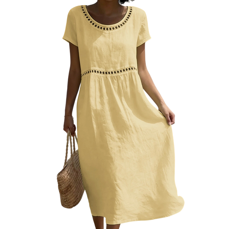 Tarsha | Vestido MIDI De Manga Corta Para Mujer, Corte Holgado