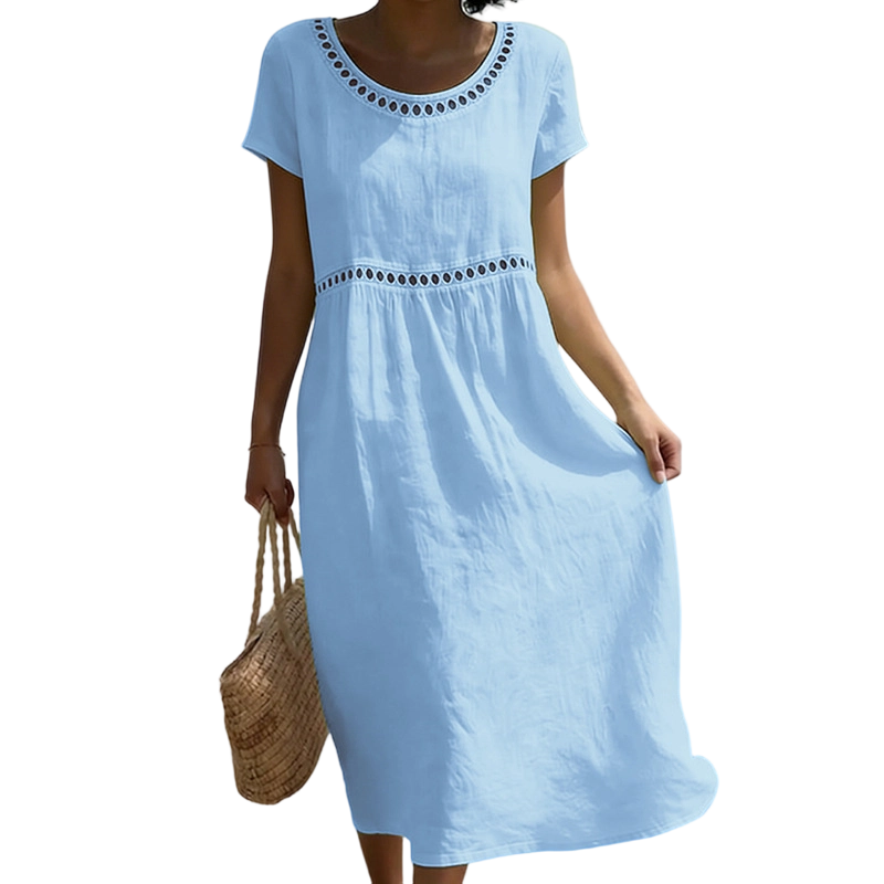 Tarsha | Vestido MIDI De Manga Corta Para Mujer, Corte Holgado