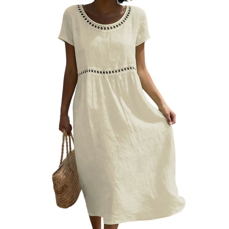 Tarsha | Vestido MIDI De Manga Corta Para Mujer, Corte Holgado