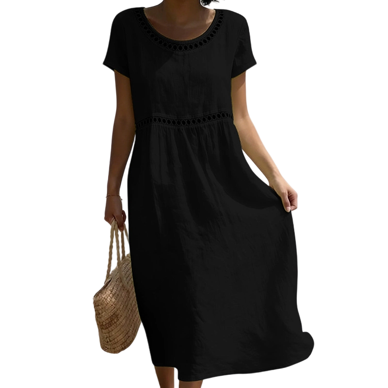Tarsha | Vestido MIDI De Manga Corta Para Mujer, Corte Holgado