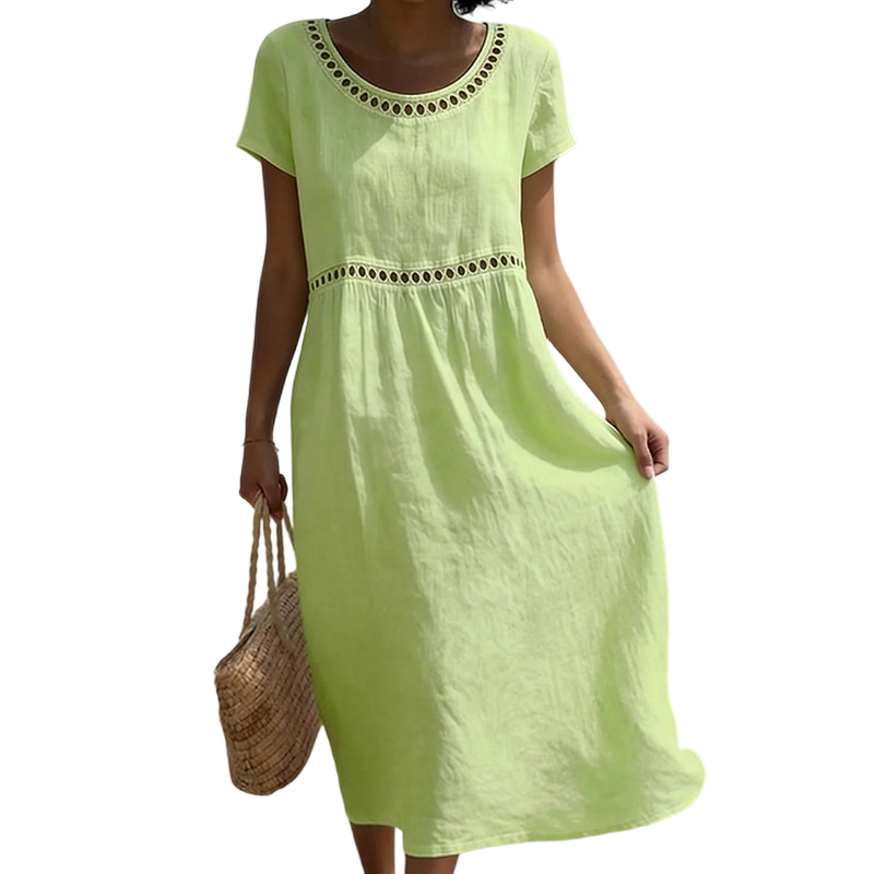 Tarsha | Vestido MIDI De Manga Corta Para Mujer, Corte Holgado