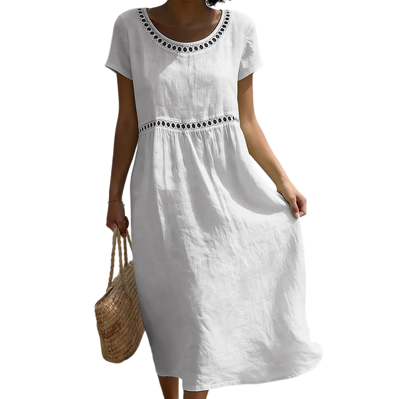 Tarsha | Vestido MIDI De Manga Corta Para Mujer, Corte Holgado