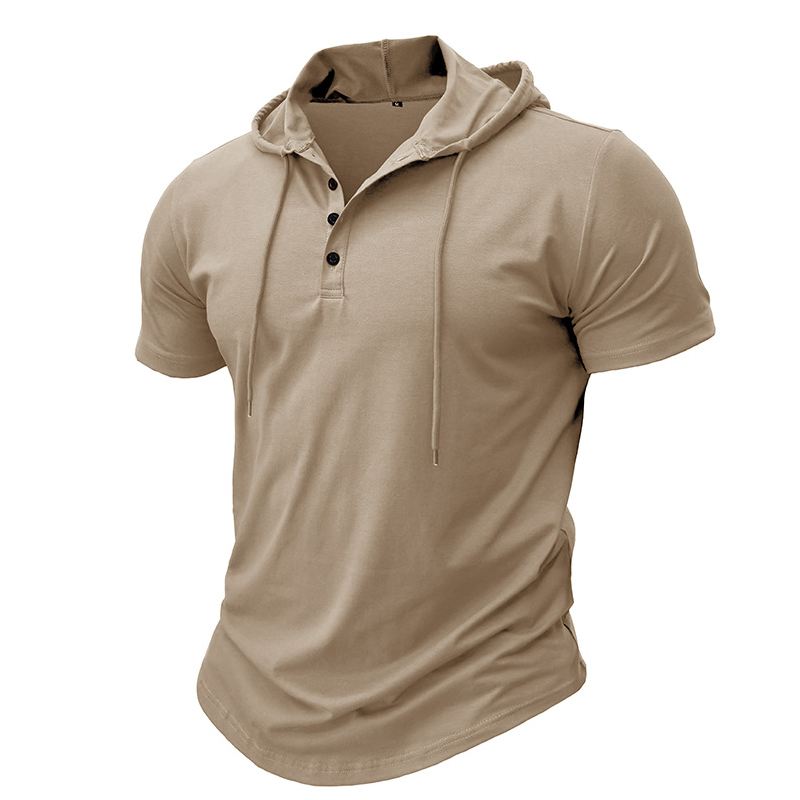 Rechard - Camiseta Henley Con Capucha y Manga Corta
