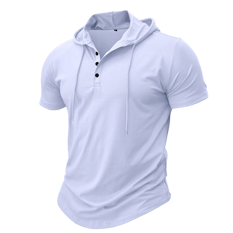 Rechard - Camiseta Henley Con Capucha y Manga Corta