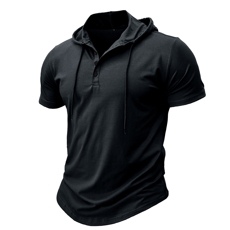 Rechard - Camiseta Henley Con Capucha y Manga Corta