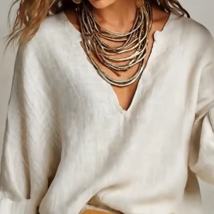 Ilaina - Conjunto de Dos Piezas Con Cuello en V y Pantalón de Pierna Ancha