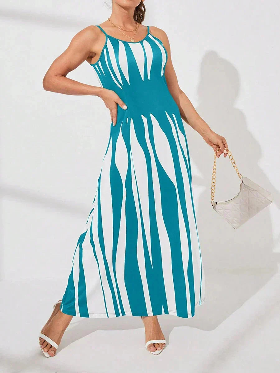 Nelesha | Vestido Maxi Estampado con Tirantes Finos