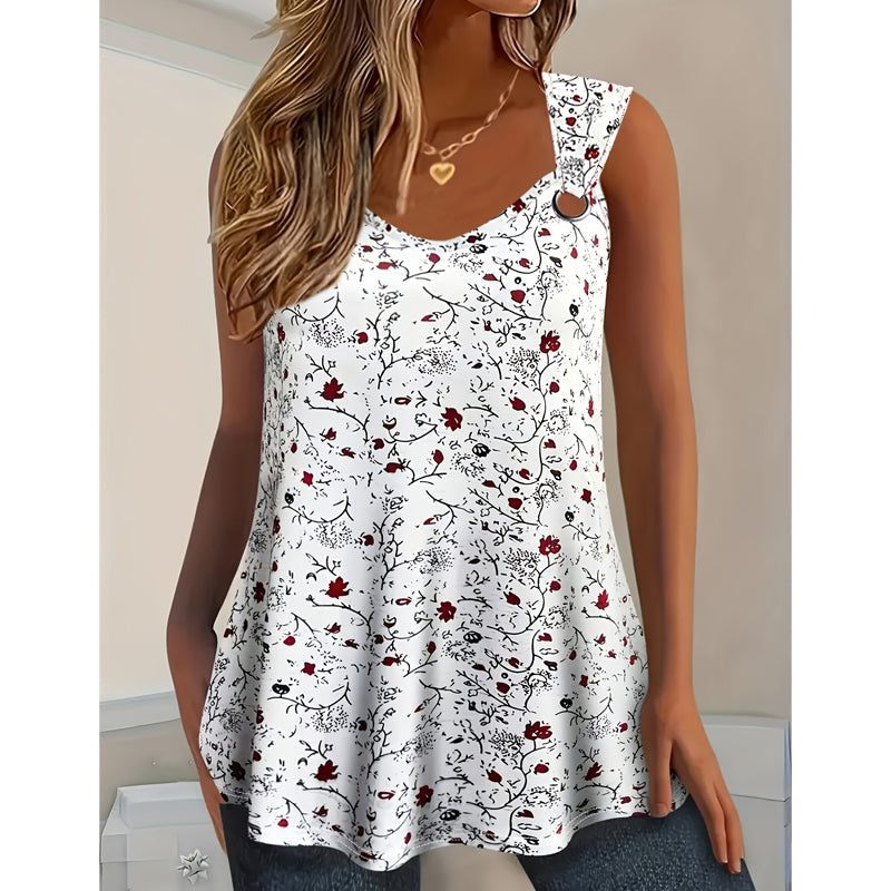 Kahina | Top Sin Mangas Con Estampado Floral Y Tirante en Forma De Aro
