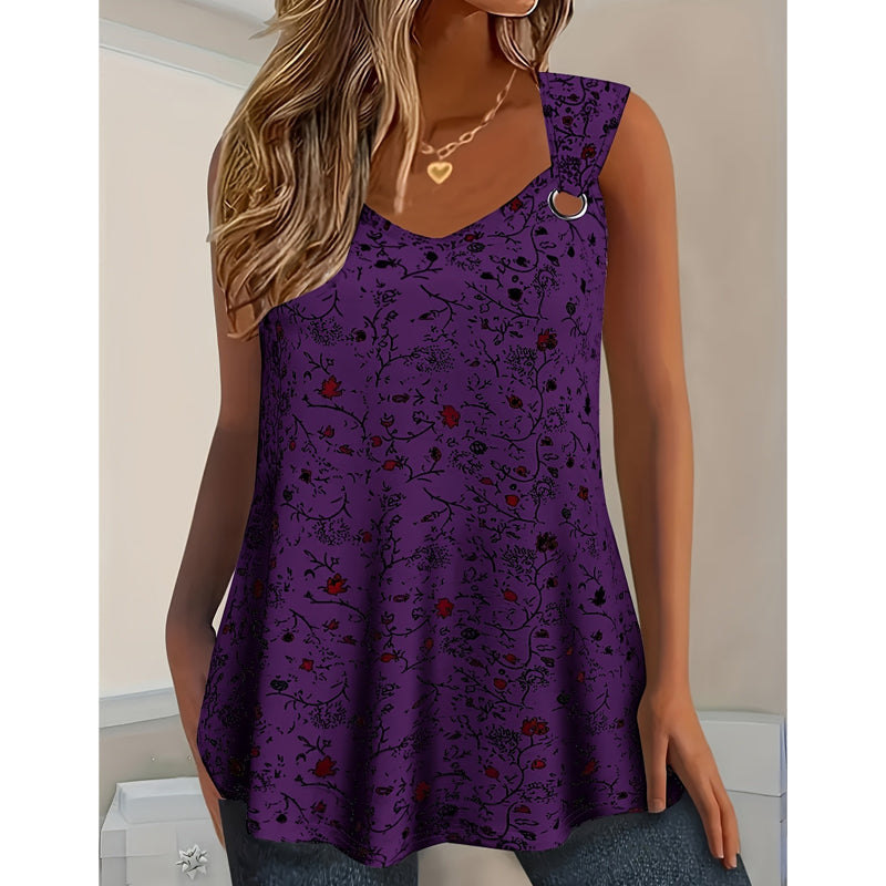 Kahina | Top Sin Mangas Con Estampado Floral Y Tirante en Forma De Aro