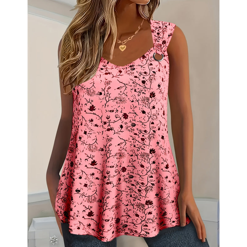 Kahina | Top Sin Mangas Con Estampado Floral Y Tirante en Forma De Aro