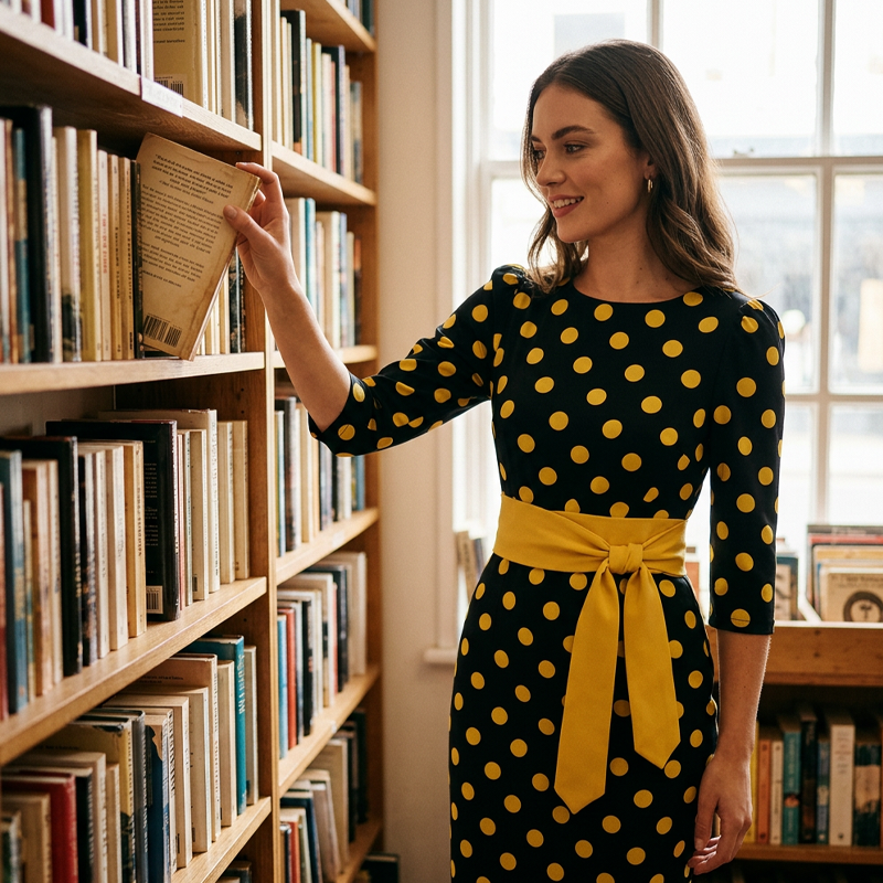 Konila | Vestido Midi De Lunares Con Cinturón