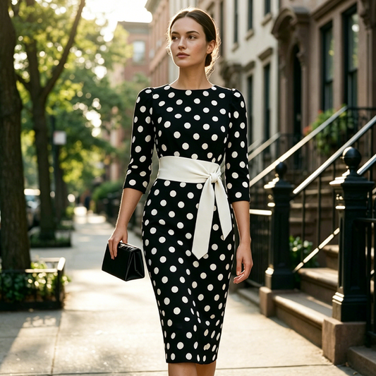 Konila | Vestido Midi De Lunares Con Cinturón