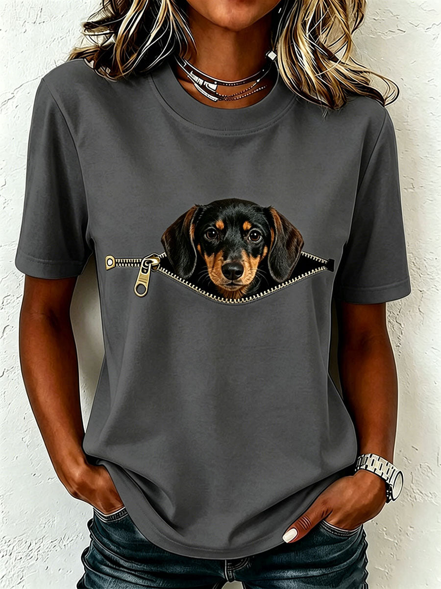 Earcy | Camiseta Manga Corta Estampado Perro Salchicha