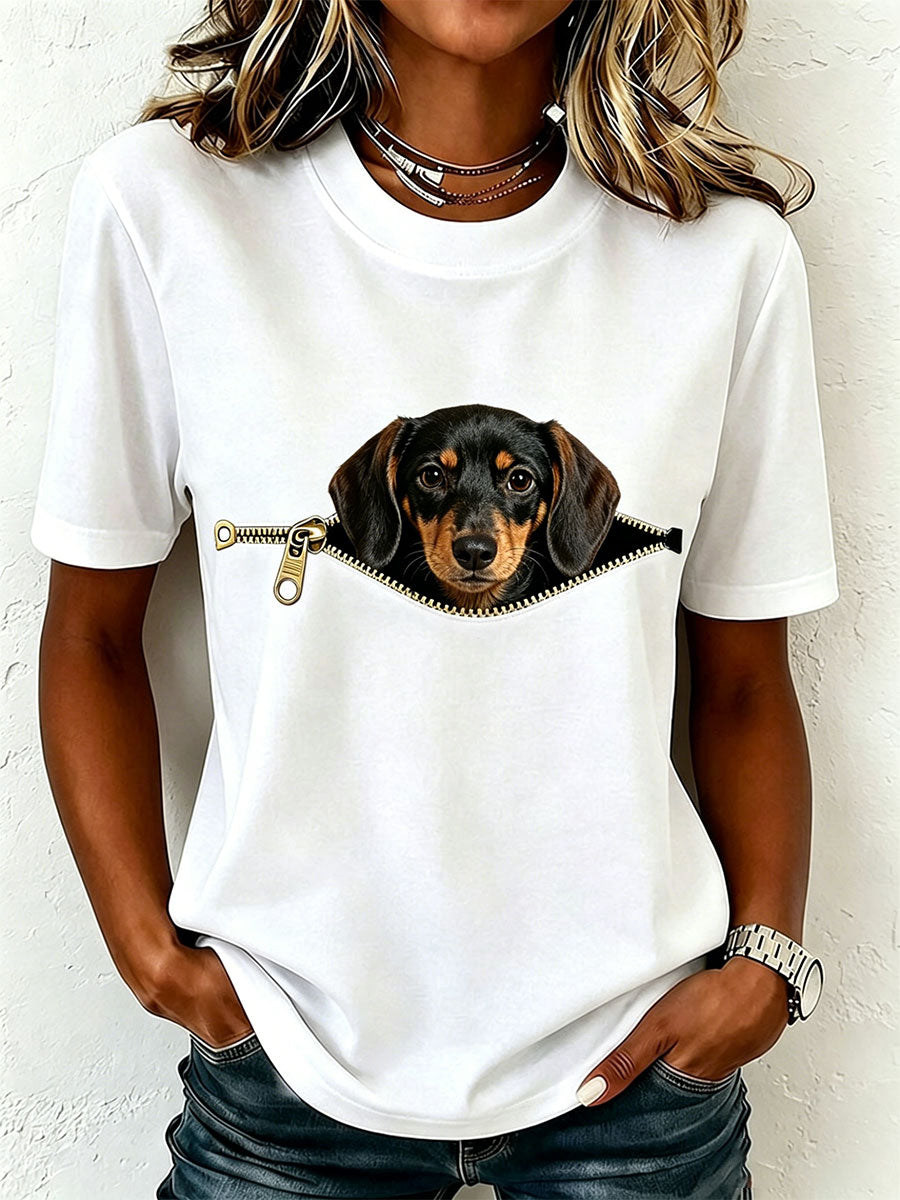 Earcy | Camiseta Manga Corta Estampado Perro Salchicha