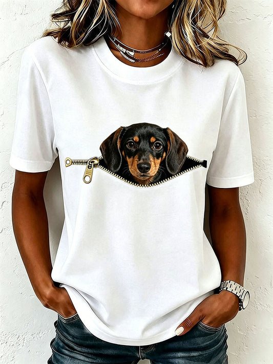 Earcy | Camiseta Manga Corta Estampado Perro Salchicha