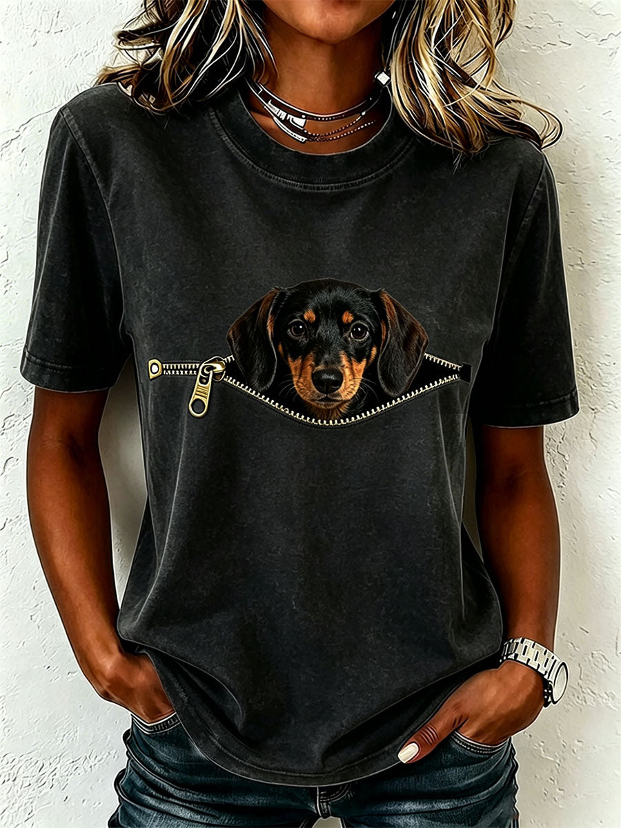 Earcy | Camiseta Manga Corta Estampado Perro Salchicha