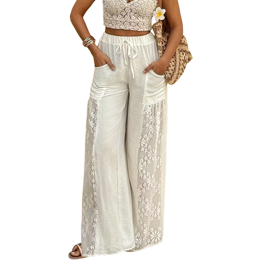 Qerina | Pantalones De Pierna Ancha Con Paneles De Encaje