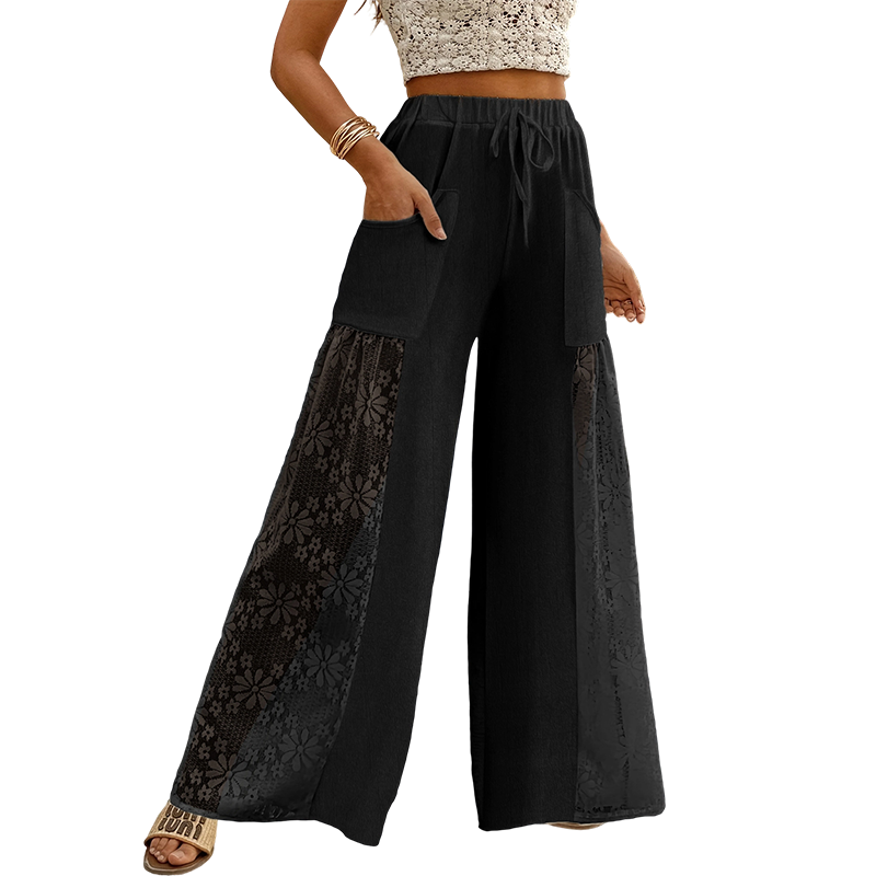 Qerina | Pantalones De Pierna Ancha Con Paneles De Encaje