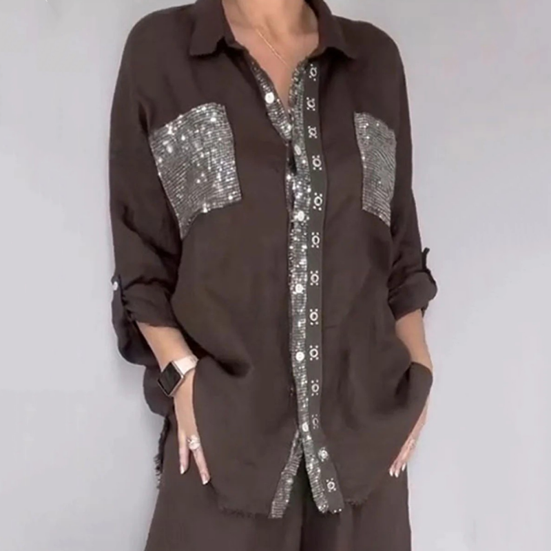Lizy | Conjunto De Camisa Y Pantalón Con Lentejuelas