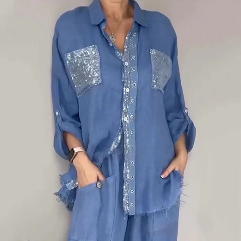Lizy | Conjunto De Camisa Y Pantalón Con Lentejuelas
