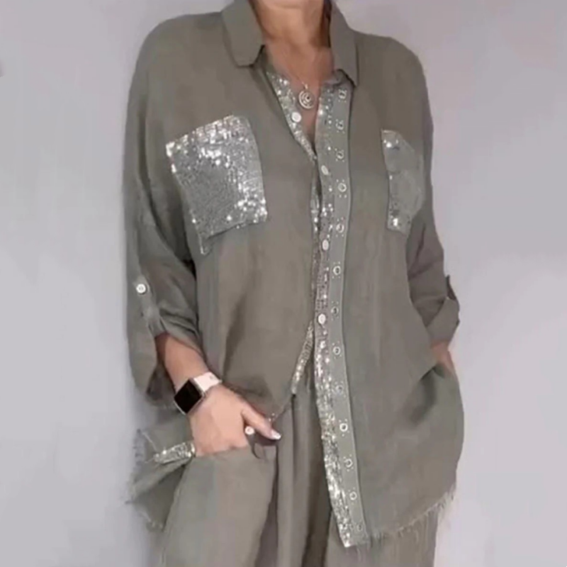 Lizy | Conjunto De Camisa Y Pantalón Con Lentejuelas