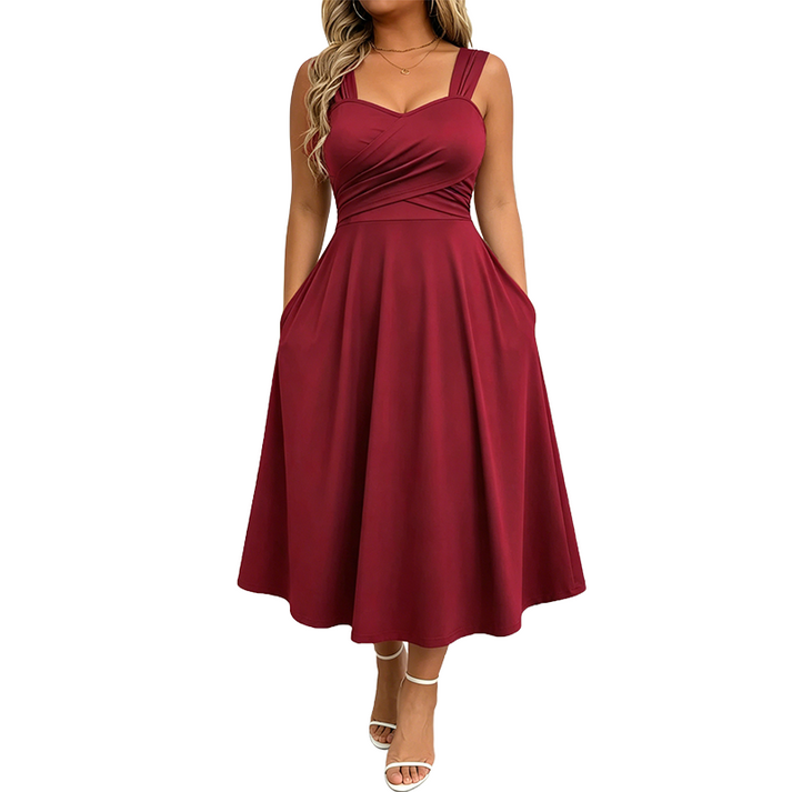 Katjaa | Vestido MIDI Sin Mangas Con Escote Corazón