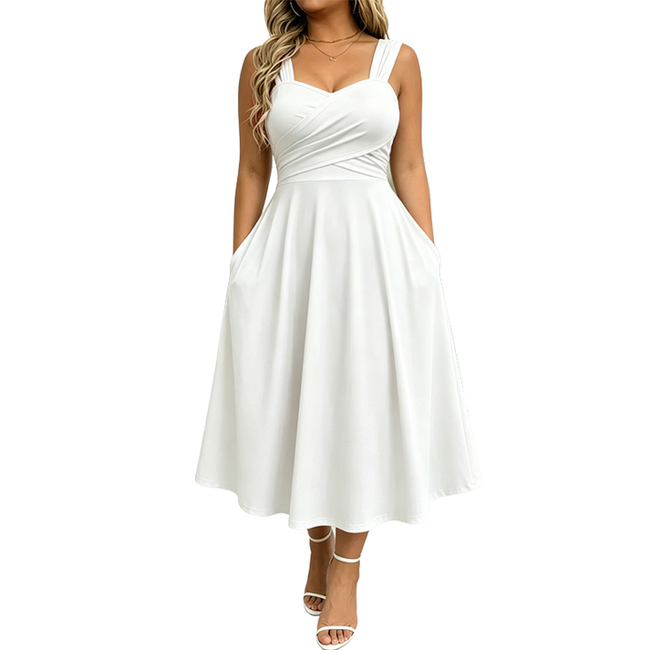 Katjaa | Vestido MIDI Sin Mangas Con Escote Corazón