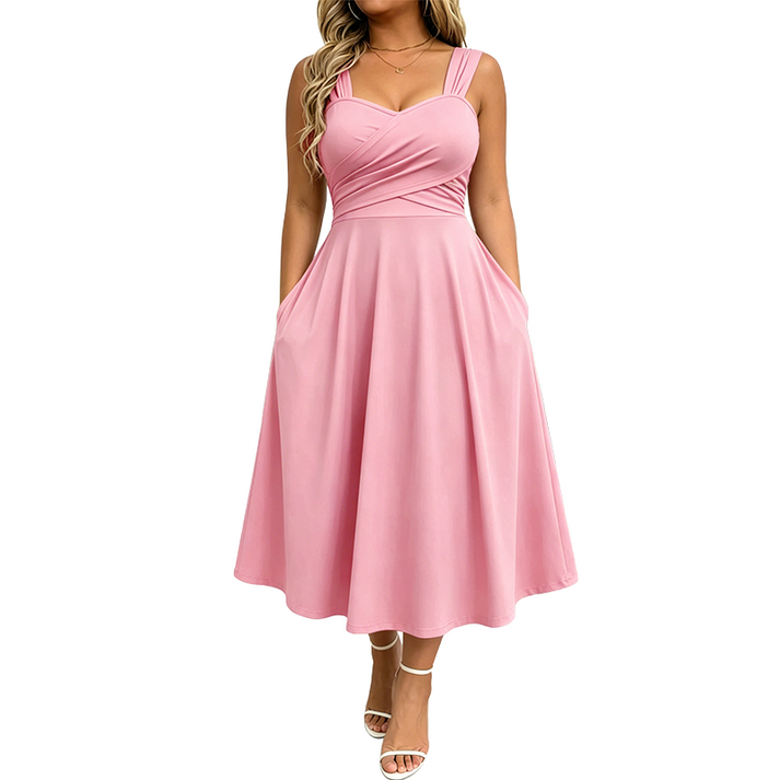Katjaa | Vestido MIDI Sin Mangas Con Escote Corazón
