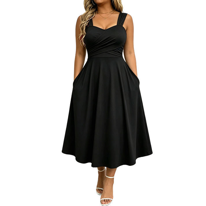 Katjaa | Vestido MIDI Sin Mangas Con Escote Corazón