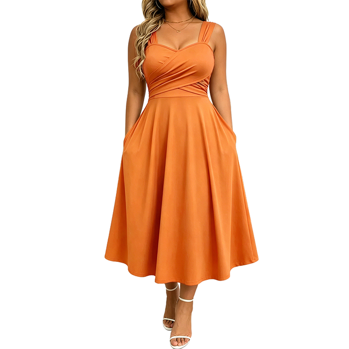 Katjaa | Vestido MIDI Sin Mangas Con Escote Corazón