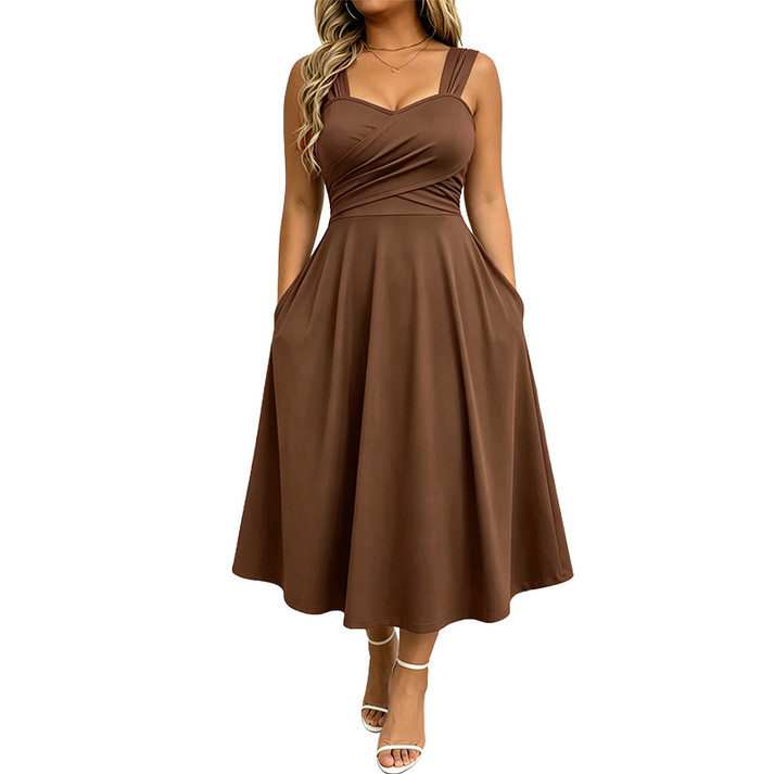 Katjaa | Vestido MIDI Sin Mangas Con Escote Corazón