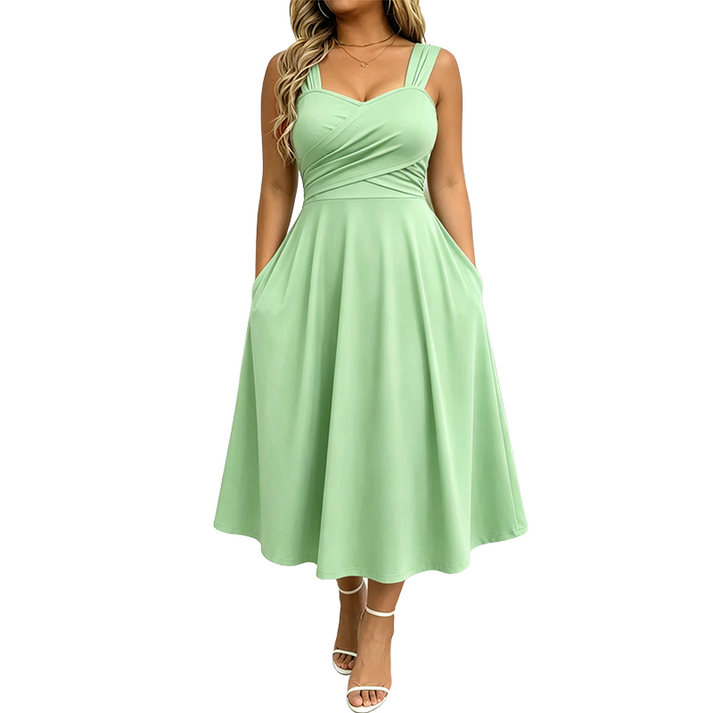 Katjaa | Vestido MIDI Sin Mangas Con Escote Corazón