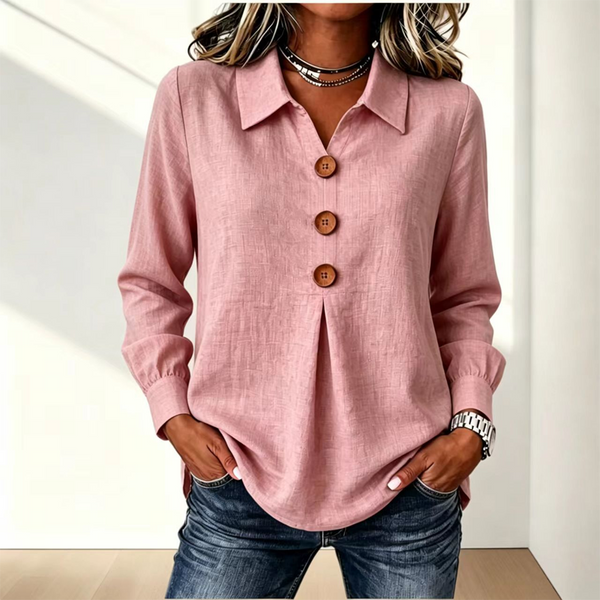 Moriah | Blusa De Manga Larga Con Cuello Y Botones en La Parte Delantera
