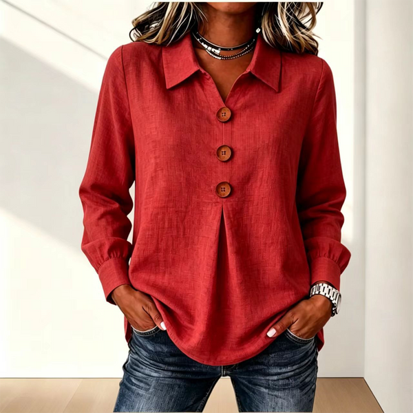 Moriah | Blusa De Manga Larga Con Cuello Y Botones en La Parte Delantera