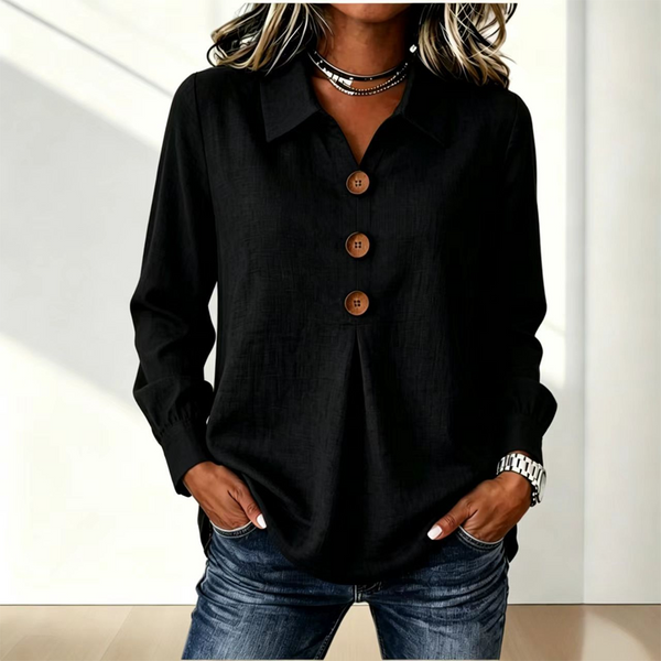 Moriah | Blusa De Manga Larga Con Cuello Y Botones en La Parte Delantera