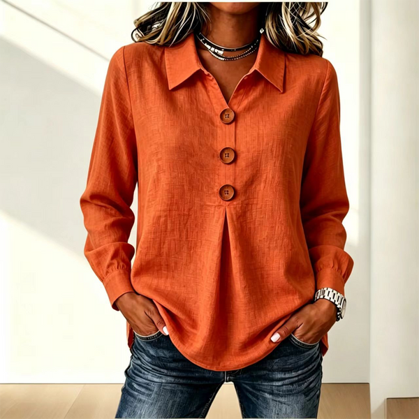 Moriah | Blusa De Manga Larga Con Cuello Y Botones en La Parte Delantera