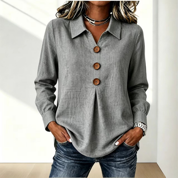 Moriah | Blusa De Manga Larga Con Cuello Y Botones en La Parte Delantera